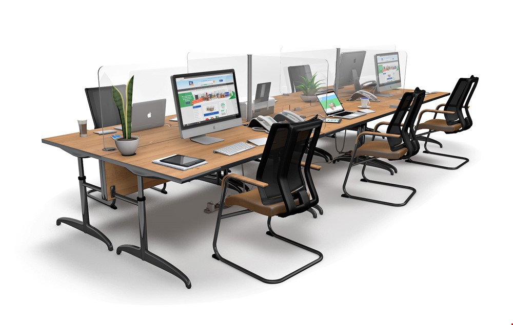 ACHOO® Modular Desk Screens 6 Seat Bay Workstation Without End Bay Screens