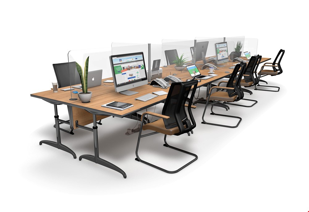 ACHOO® Perspex Desk Screens For 8 Seat Desk Configuration Without End Bay Screens