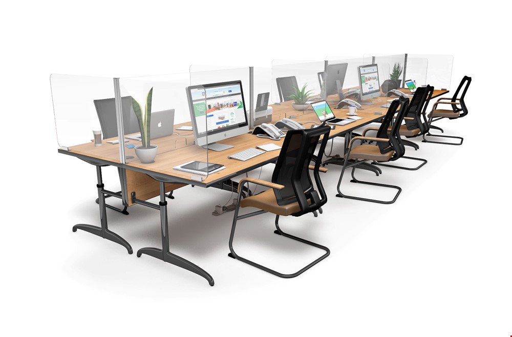 ACHOO® Modular Perspex Desk Screens 8 Desks Workstation With End Bay Screens - Premium Perspex Screens By XL Displays