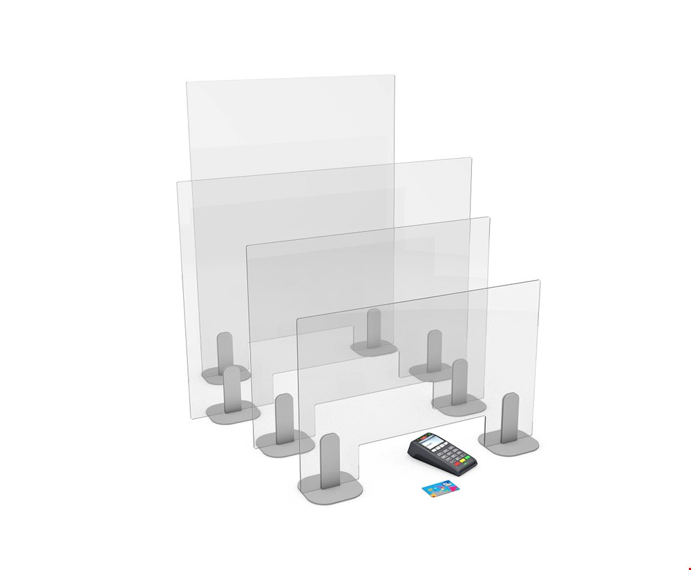 ACHOO® Straight Reception Counter Screen With Cutout For Contact Free Transactions