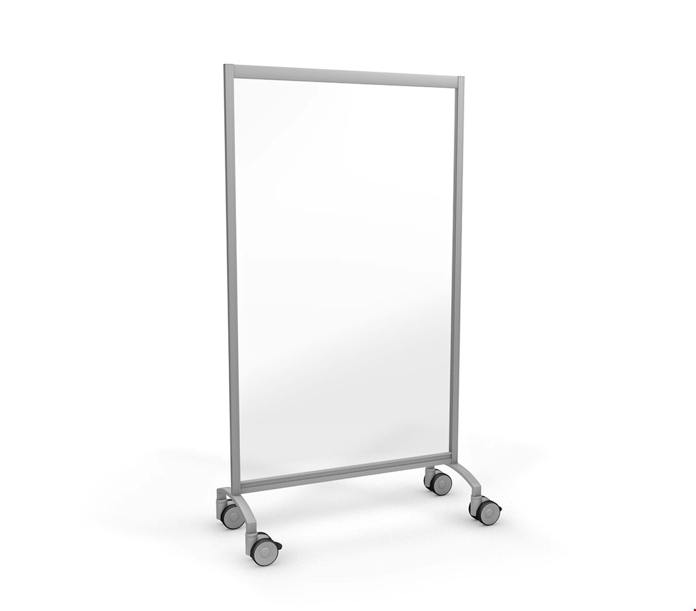 ACHOO® Mobile Perspex Screen On Wheels With Silver Frame