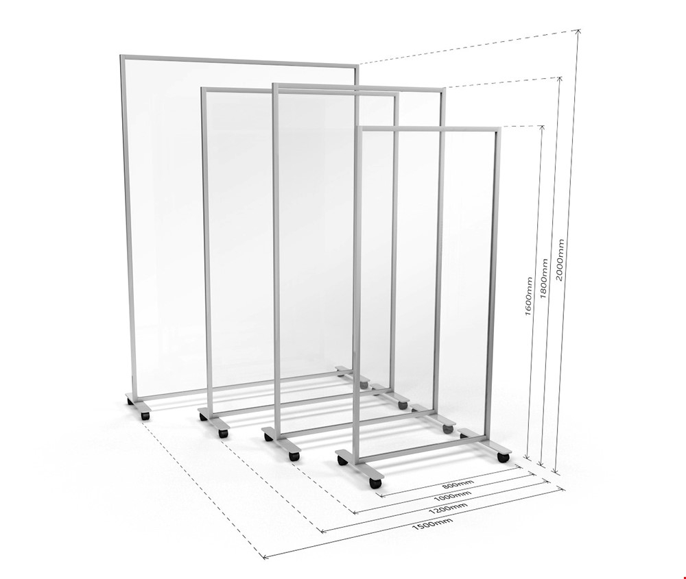 Dimensions Of ACHOO® Screens Crystal Clear Mobile Glass Office Divider