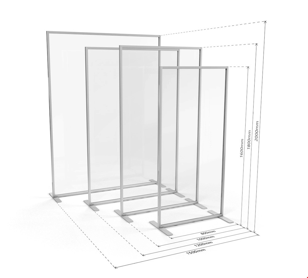 Dimensions Of ACHOO® Screens Free Standing Protective Screens With Stabilising Feet