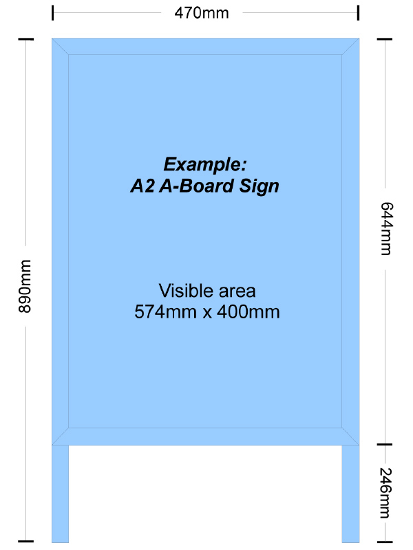 A Board Sign Dimensions - Example A2 Size