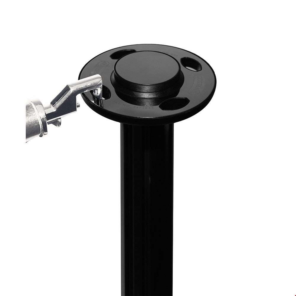 Adfresco® Café Barrier Post in Satin Black With Top Ring And Four-Way Connection Points