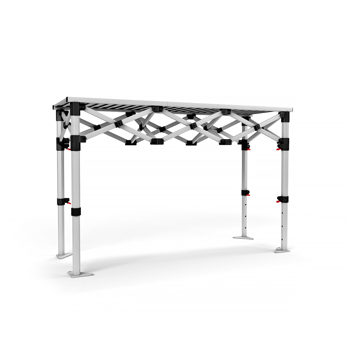 Aluminium Folding Concertina Table 150cm Length x 55cm Width. Heavy Duty Gazebo Table Frame Manufactured For Outdoor Exhibitions, Market Stalls, Catering And Gazebos. Includes Folding Table Frame, Counter Top And Carry Bag.
