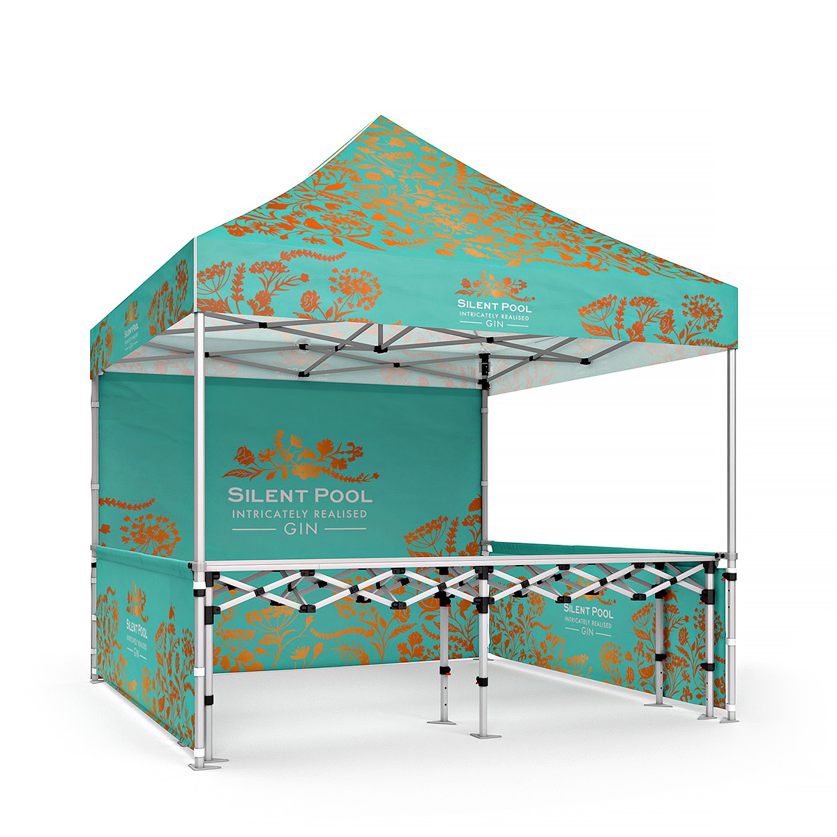 9 Foot Aluminium Folding Concertina Table With XL Displays RHINO® Printed Gazebo 3x3