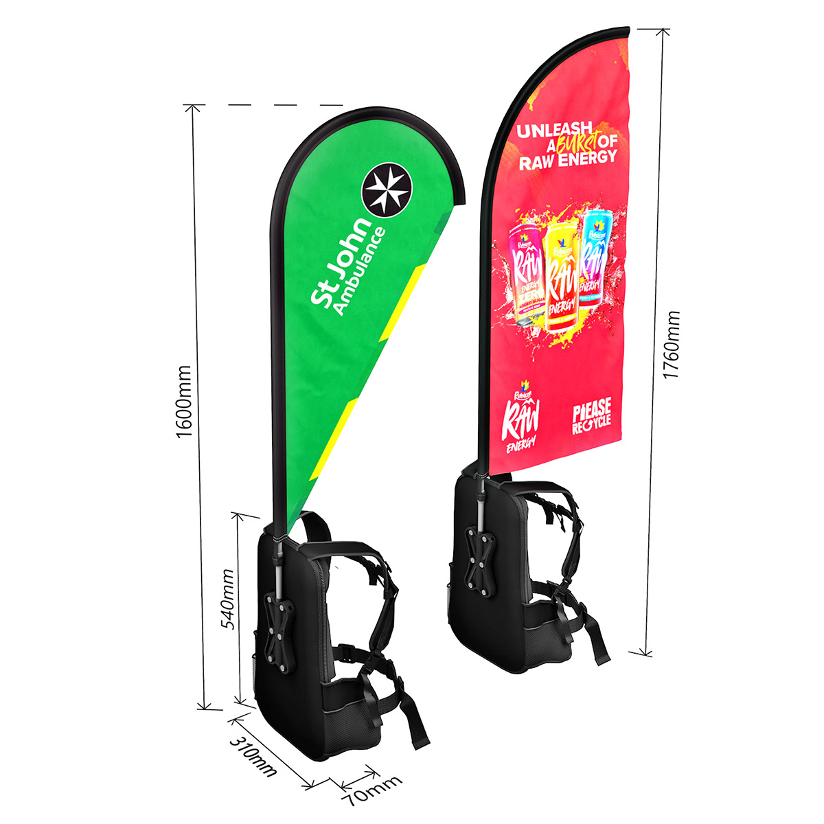 Backpack Feather Flag Banner Dimensions Including Printed Flag
