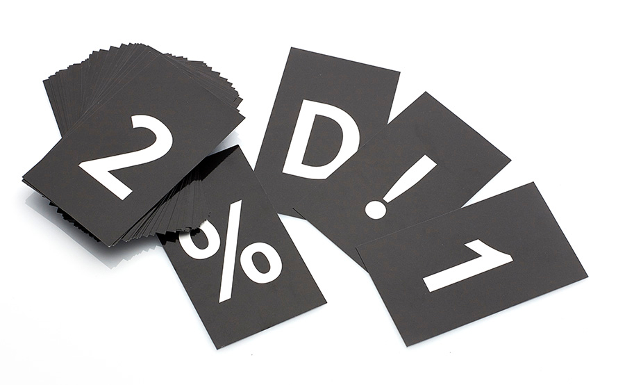Optional Tile Signs Black with White Letters
