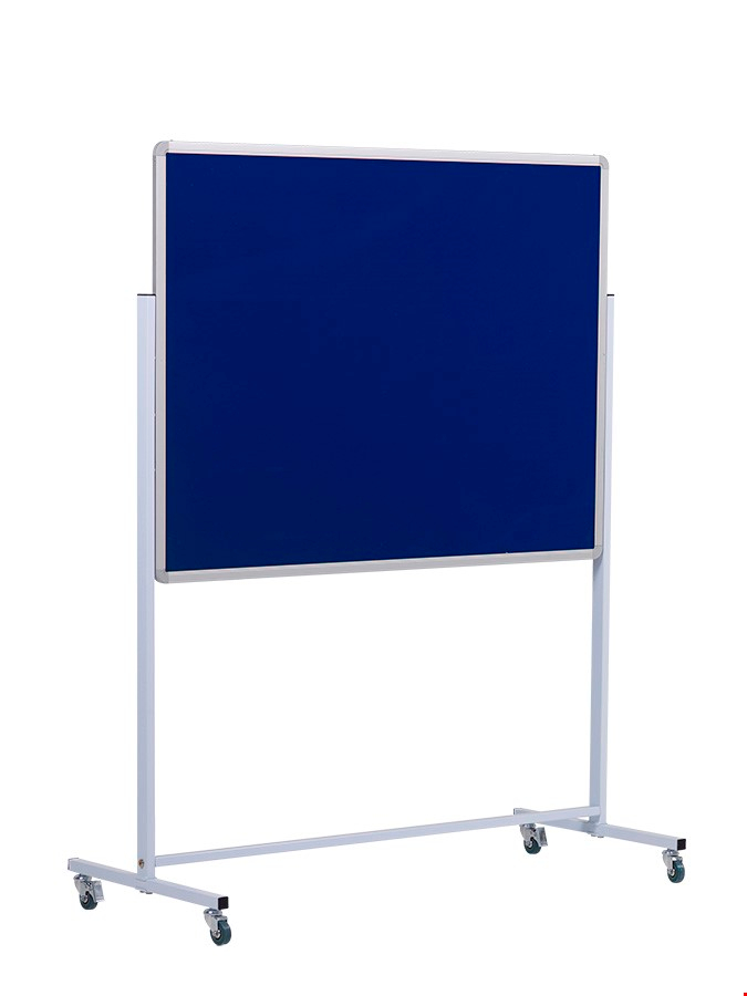 Blue Pinboard and Whiteboard on Wheels