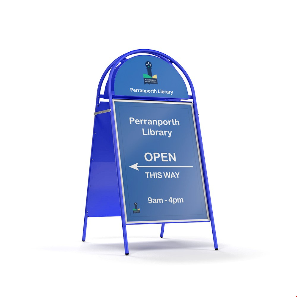 Booster A-Frame Pavement Sign Board With Blue Metal Frame A1 Size
