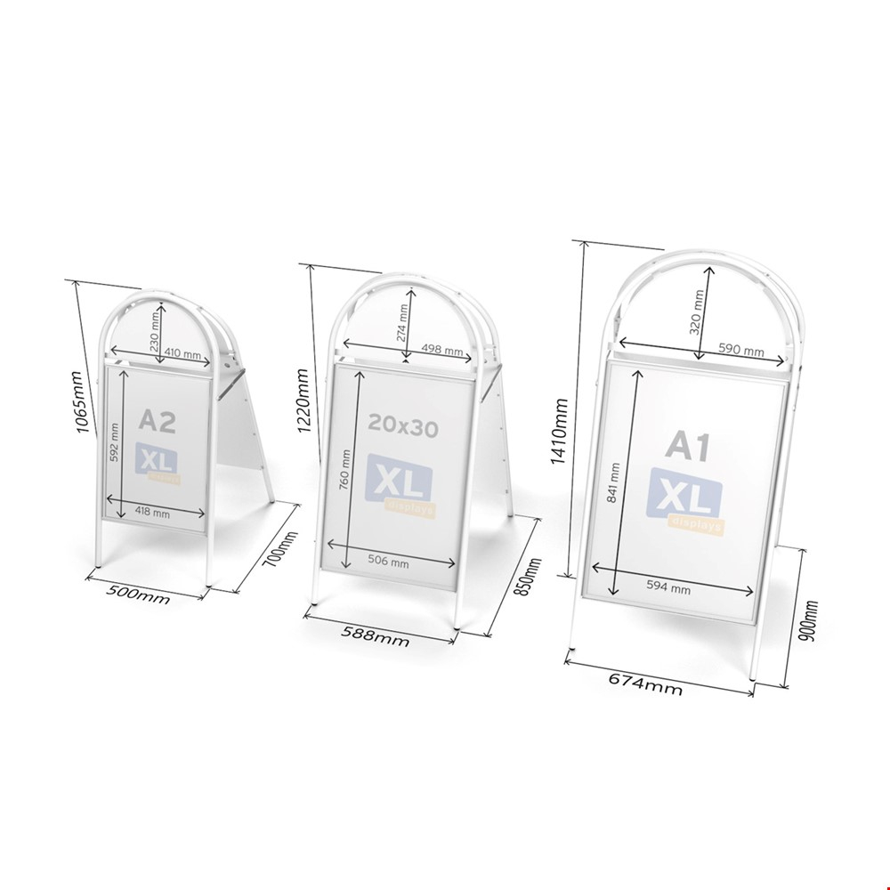 Dimensions of Booster Magnetic Pavement Sign Poster A-Board