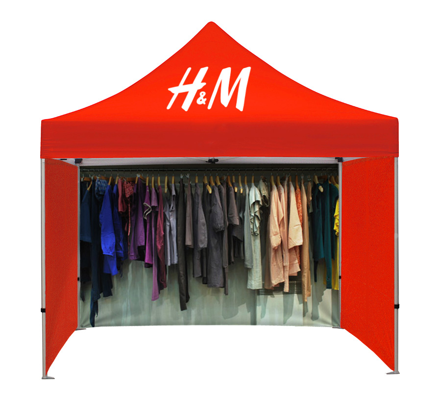Branded Gazebo with Printed Back Wall and 2 Full Side Walls