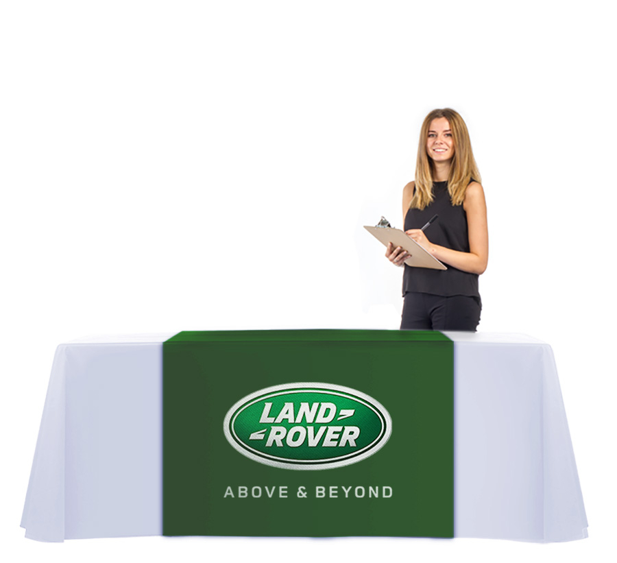 Printed Table Runner with Plain Exhibition Table Cloth