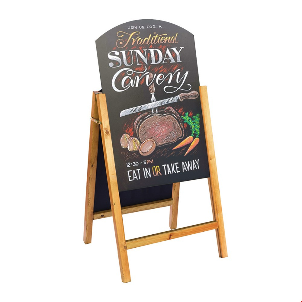 CHALKART Wooden A-Frame Pavement Signs -  Remove, Flip And Re-insert To Show a Different Promotion