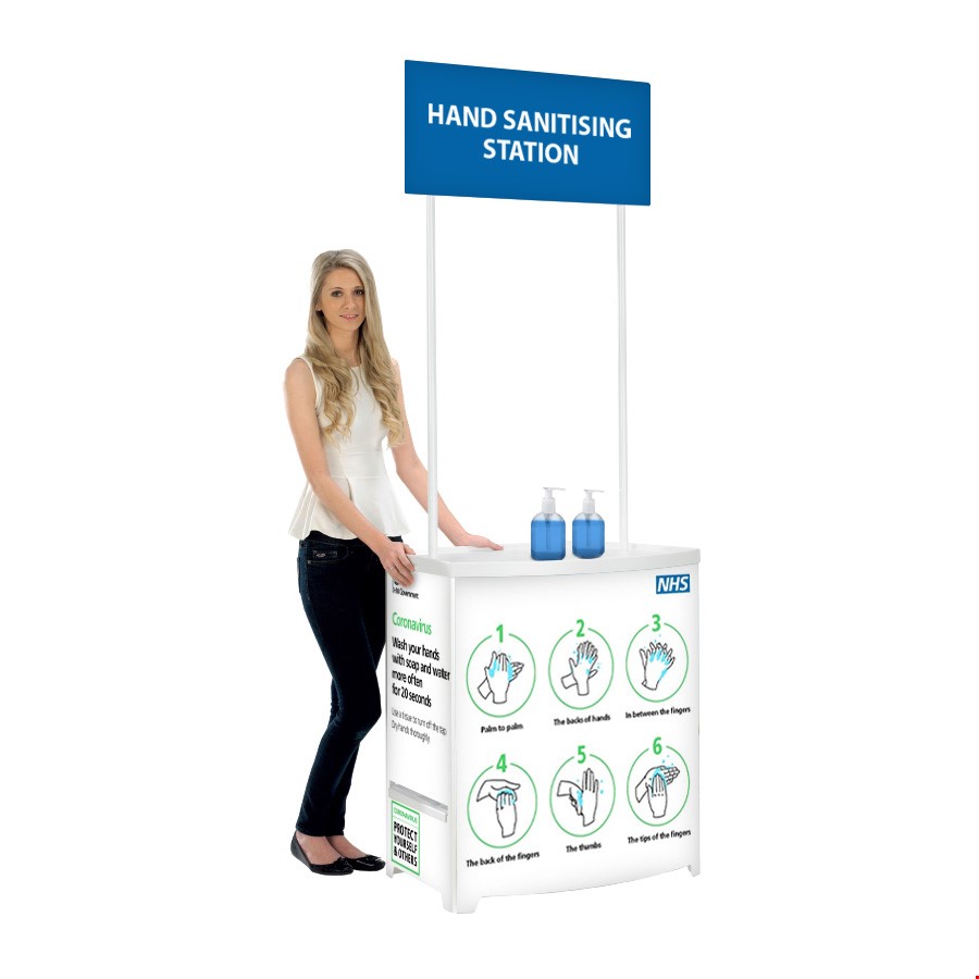 Hand Sanitising Station With Printed Header, Identify A Clear, Designated Sanitising Area In Your Workplace