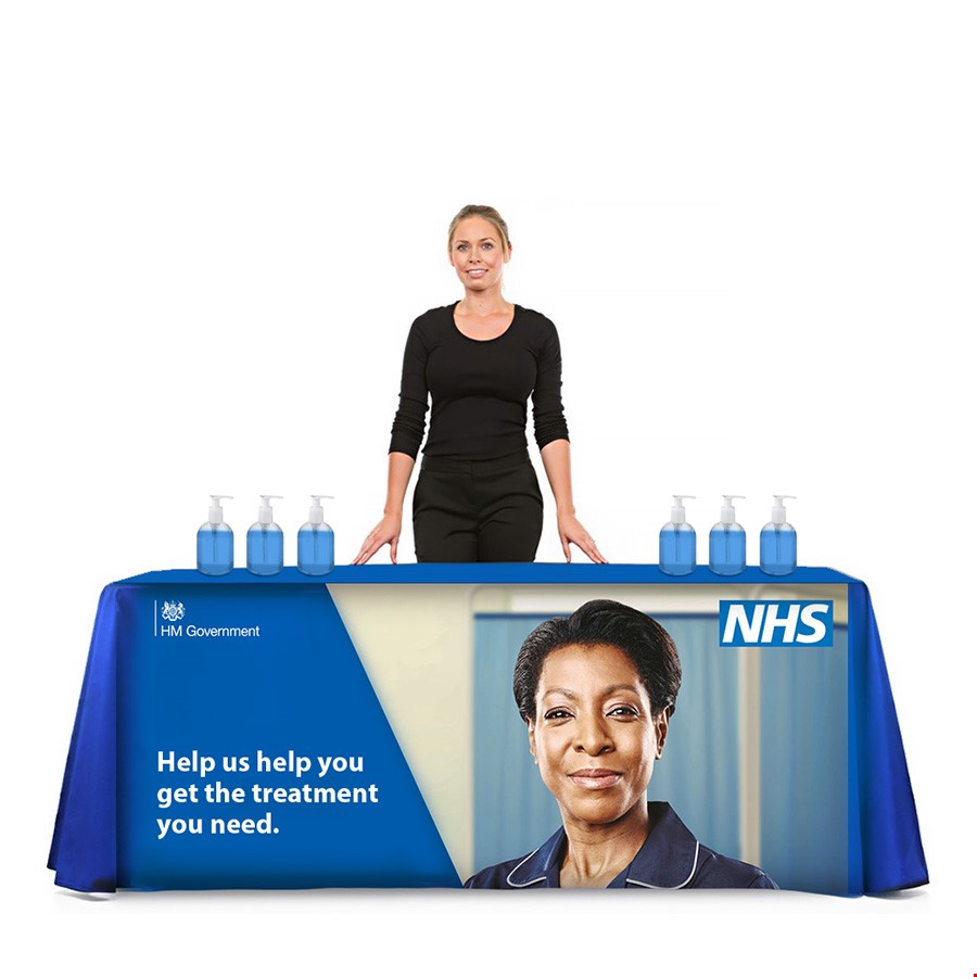Washable Sanitiser Station Table Cover Ideal For Displaying Safety Information And Professionally Presenting Sanitising Gel
