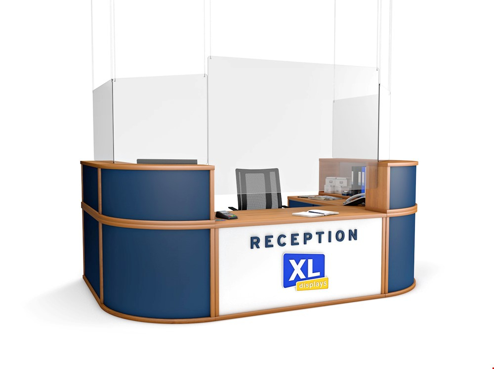 Ceiling Hanging Perspex Protection Screen For Reception Desks & Cashier Till Areas