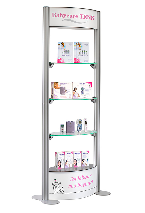 Centro Pod Displaying Products with Printed Header and Footer Panels
