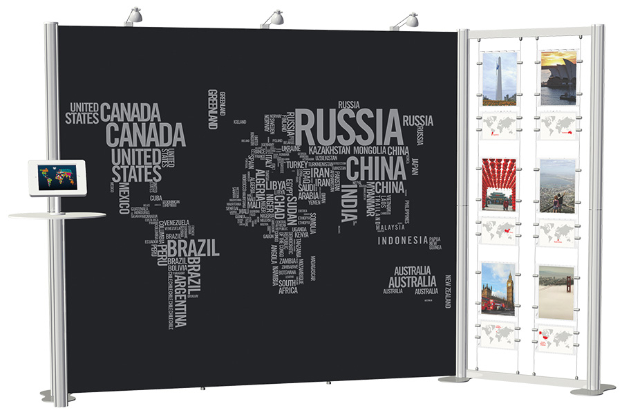 Centro Display Stand Featuring Suspended Poster Display
