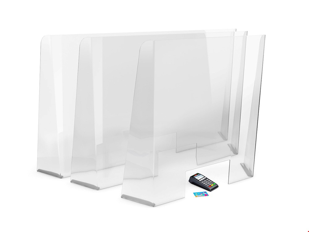 CLARITY PLUS PERSPEX SNEEZE SCREEN WITH CUT OUT 950mm High - Ideal For Integrating Social Distancing In The Workplace