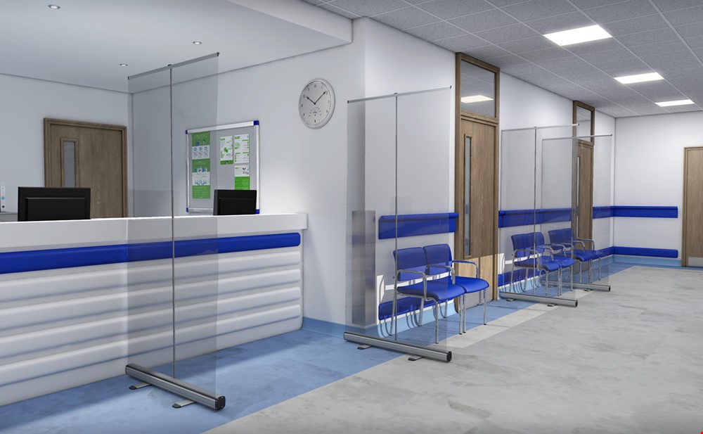 Social Distancing Clear Protective Screens For Hospitals And NHS Medical Centers