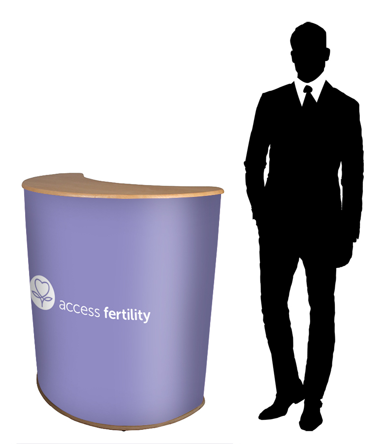 Crescent Promotional Counter With Printed Graphic Wrap