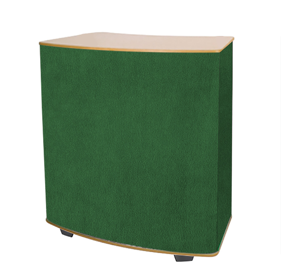 Curved Workstation With Green Fabric Wrap