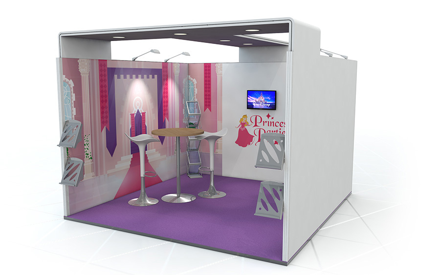 Custom Linear Vector Exhibition Stand With T-Bar Roof