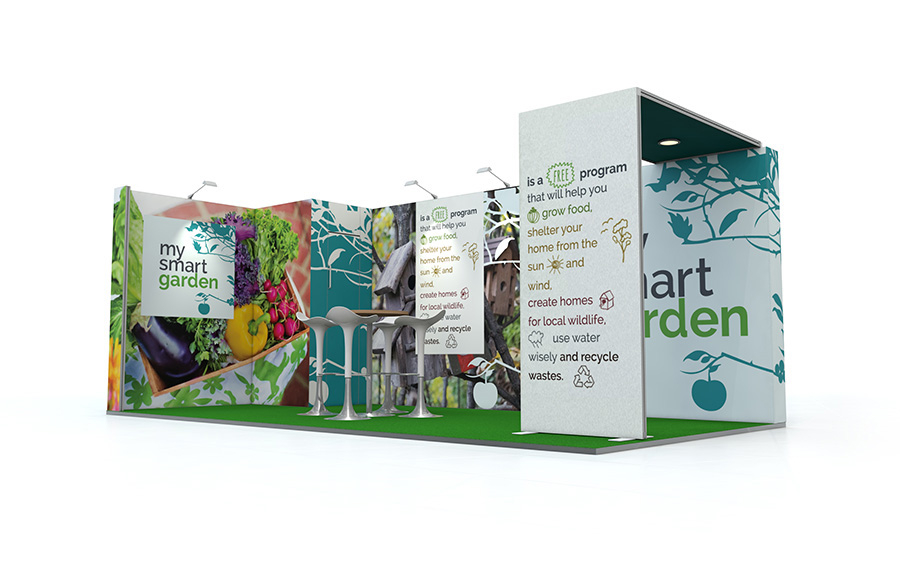 Linear Vector Exhibition Stand With Fabric Arches