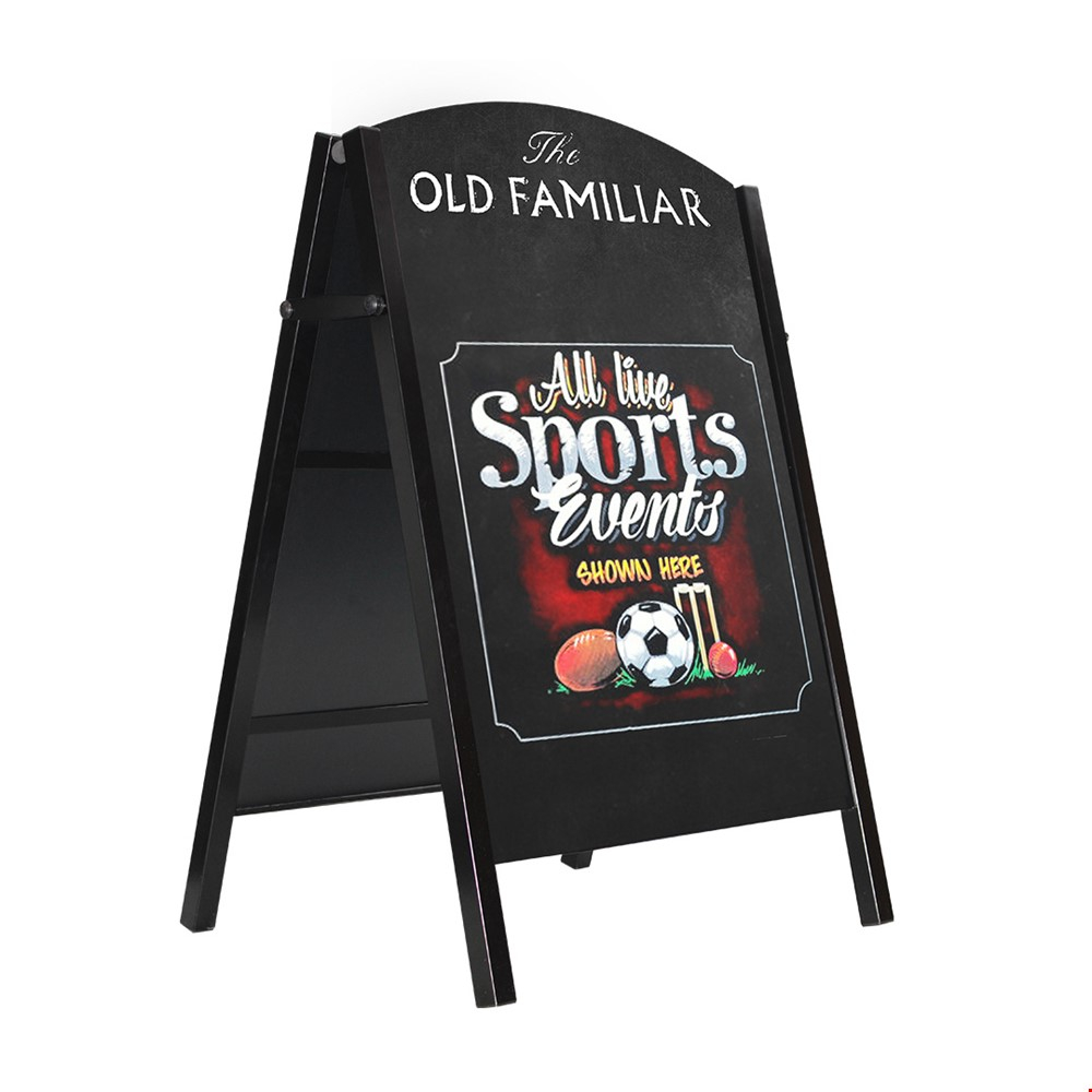 DELUXE Chalkboard A-Frame Pavement Sign With Black Steel Frame