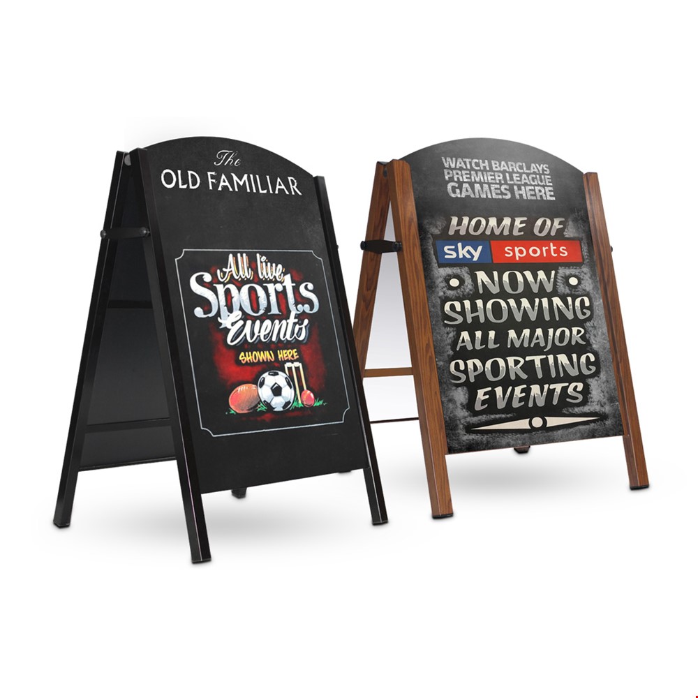 DELUXE Chalkboard A-Board Signs With Wood Effect Frame or Black Finish - Ideal For Hospitality Venues