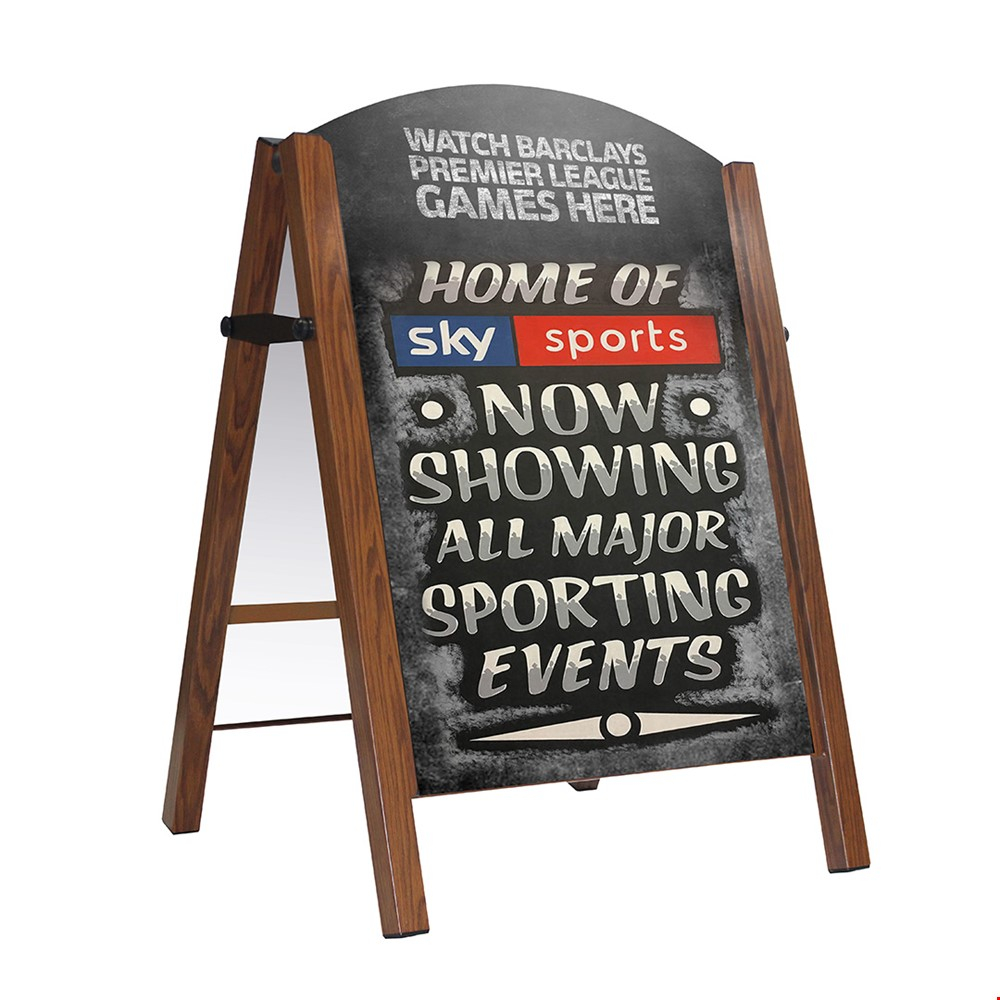 DELUXE Chalkboard A-Frame Advertising Board With Wood Effect Steel Frame