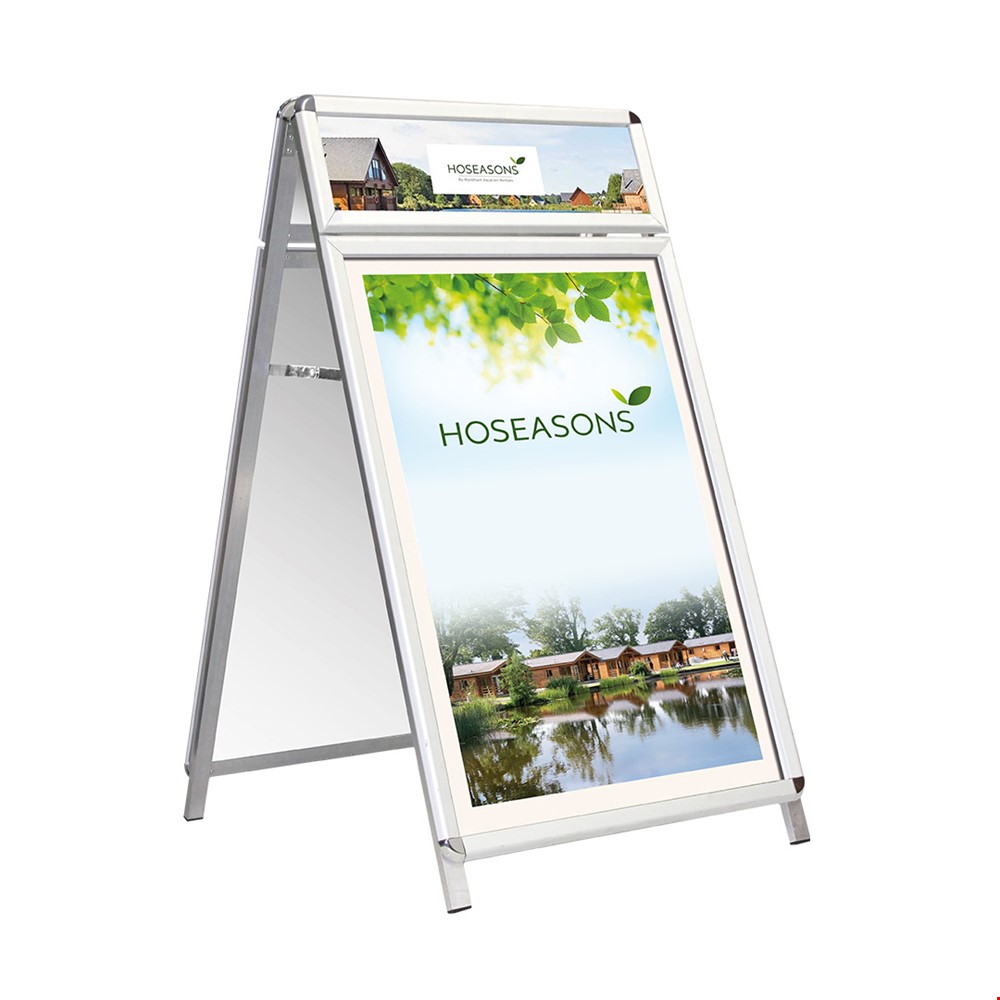 DUO-MASTER A-Frame Pavement Sign With Front Opening Snap Frame Poster Boards
