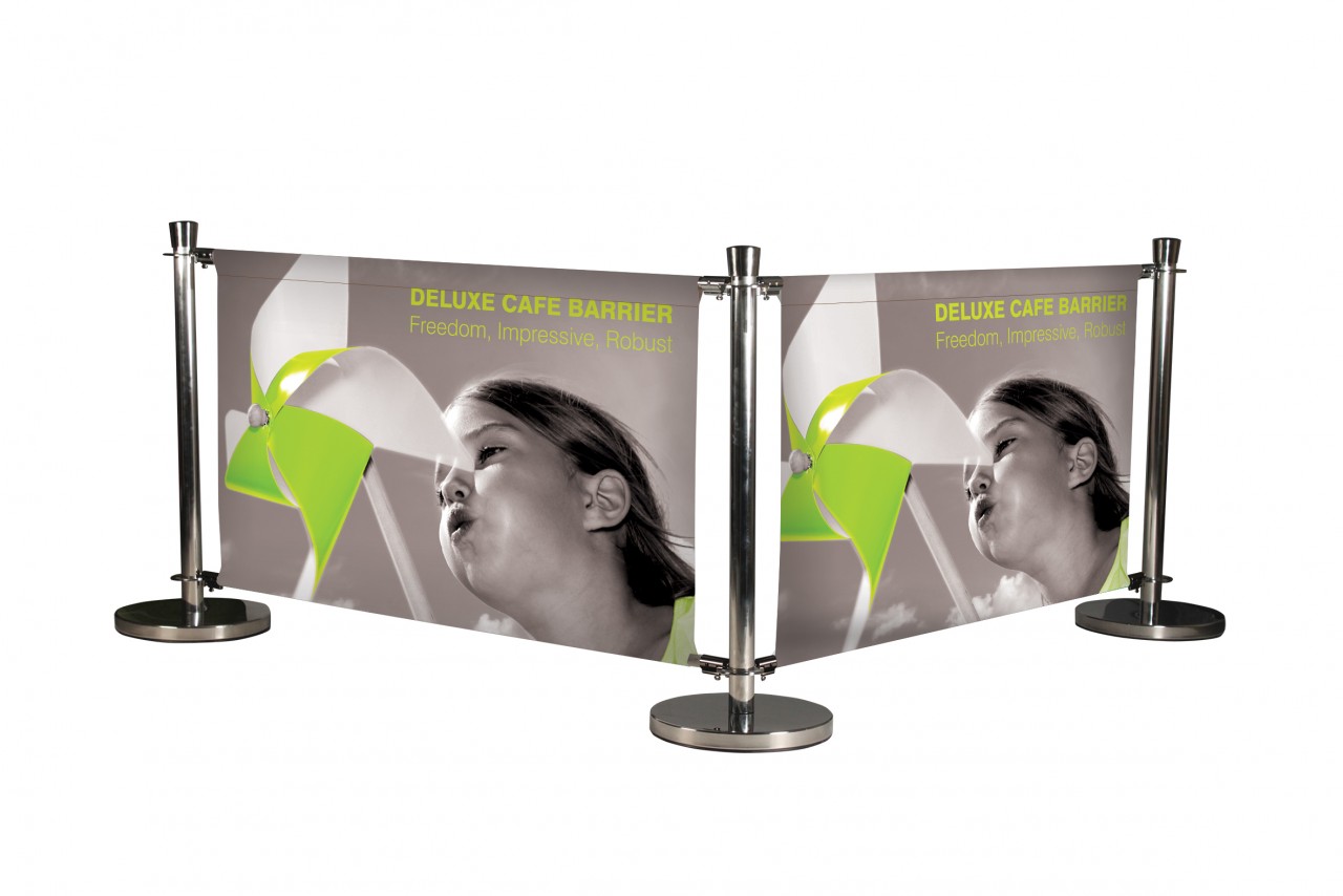 Cafe Barrier Deluxe System with 2 Printed Banners