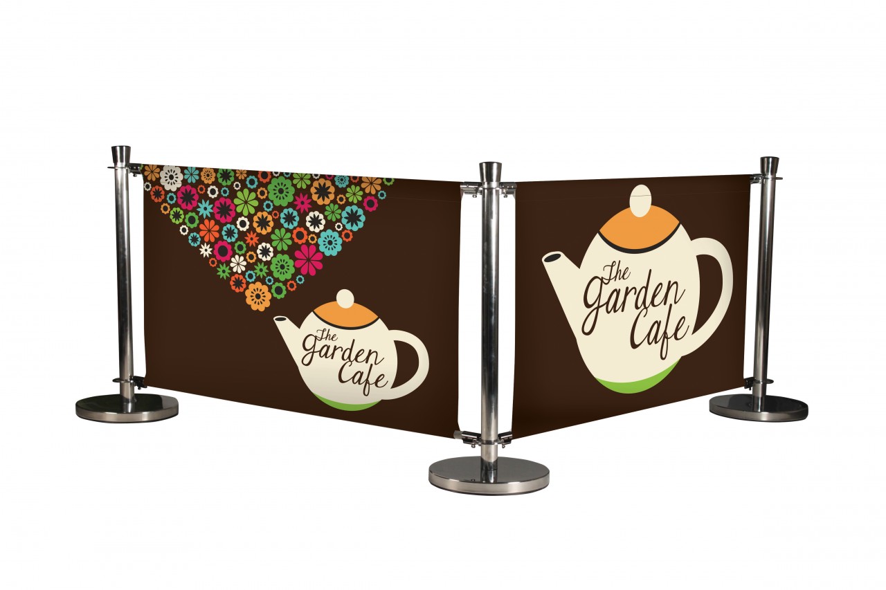 Cafe Barrier with 2 Banners