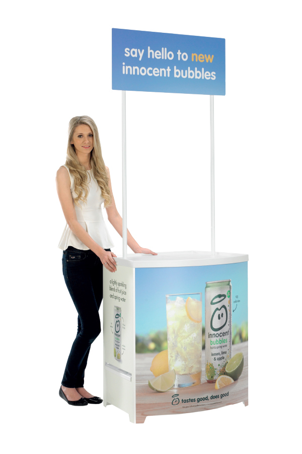Demo Center Promotional Counter with Printed Sides and Header Panel