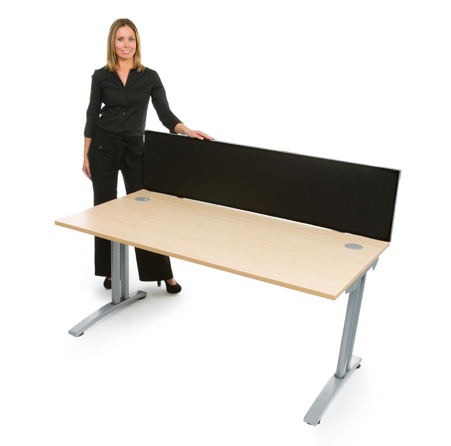 Desk Screen in Straight with Havana Black Fabric