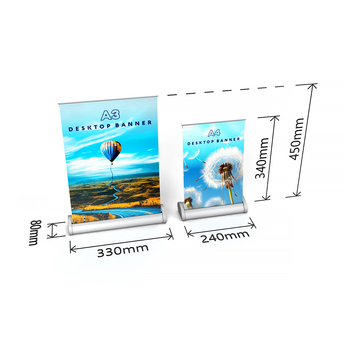 Desktop Roller Banner A3 A4 Paper Sizes Dimensions