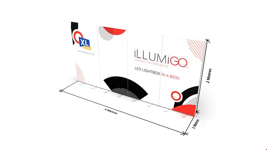 Dimensions Of iLLUMiGO™4m LED Light Box Backwall