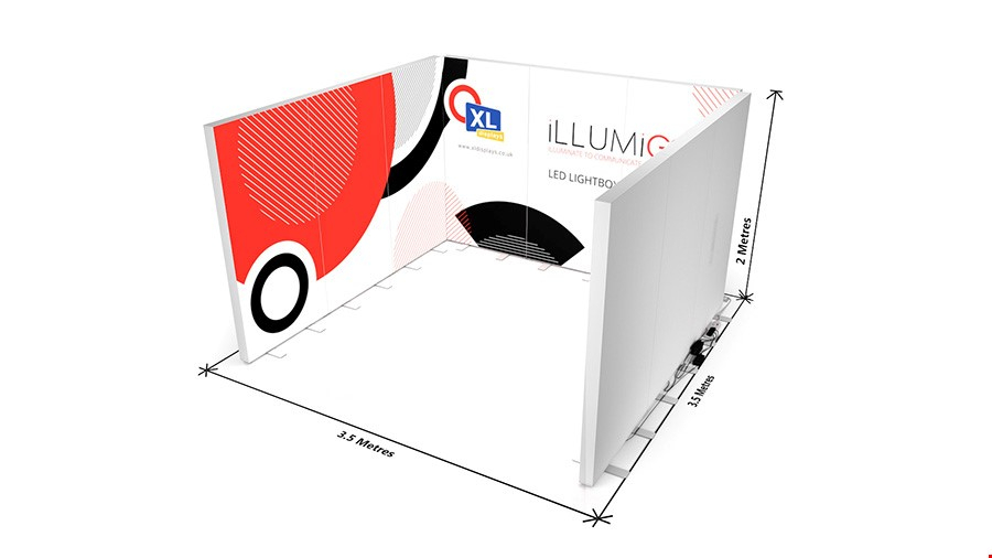 Stand Dimensions Of iLLUMiGO™ LED Exhibition Stand Booth 3.5m x 3.5m