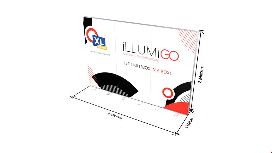 Dimensions Of iLLUMiGO™ Backlit Fabric Display 3m x 1m