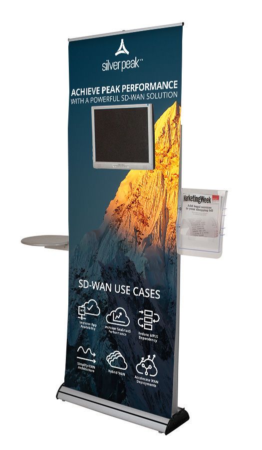Excaliber 2 Roller Banner with Monitor Bracket, Shelf and Literature Holder (Screen Not Included)