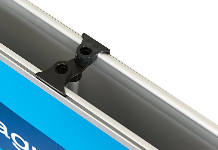 Double Sided Banner Graphic Connector on the Dragonfly Banner Stand