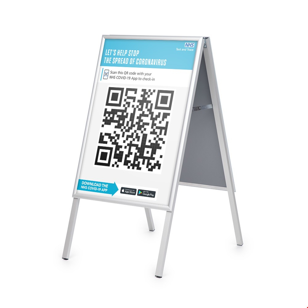 ECO-Lite Folding A-Frame Sign Board Can Be Used To Display Important Track & Trace Information Outside Your Venue