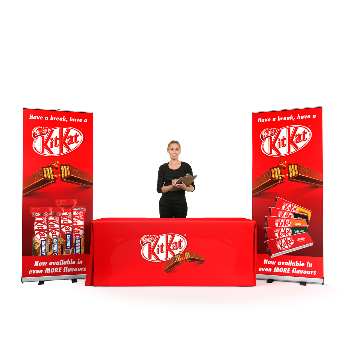 Full Print Branded Tablecloth and Roller Banner Exhibition Stand