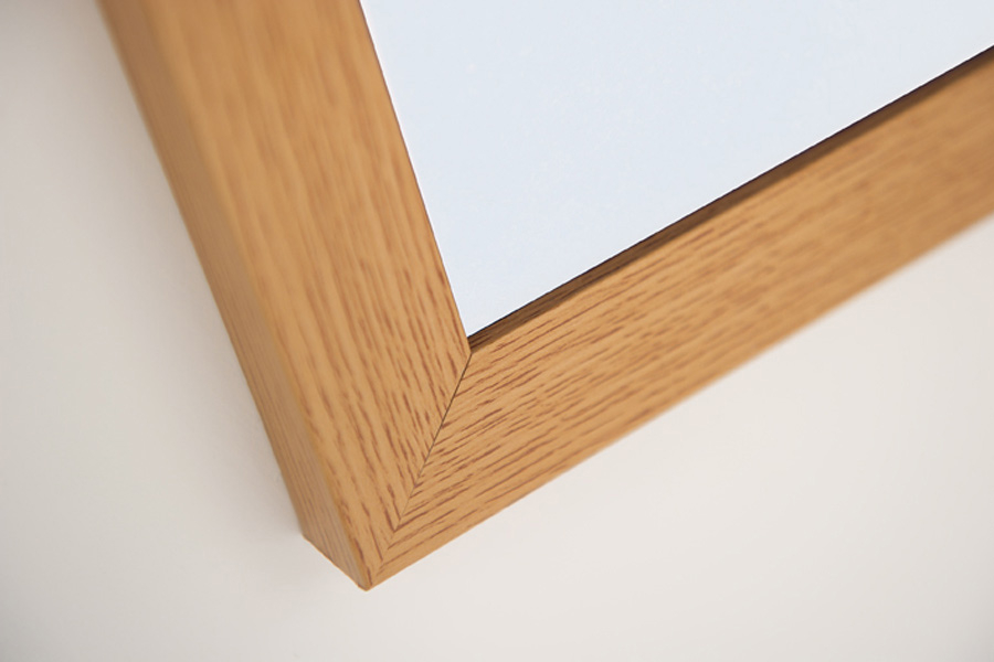 Close up of wood frame notice board