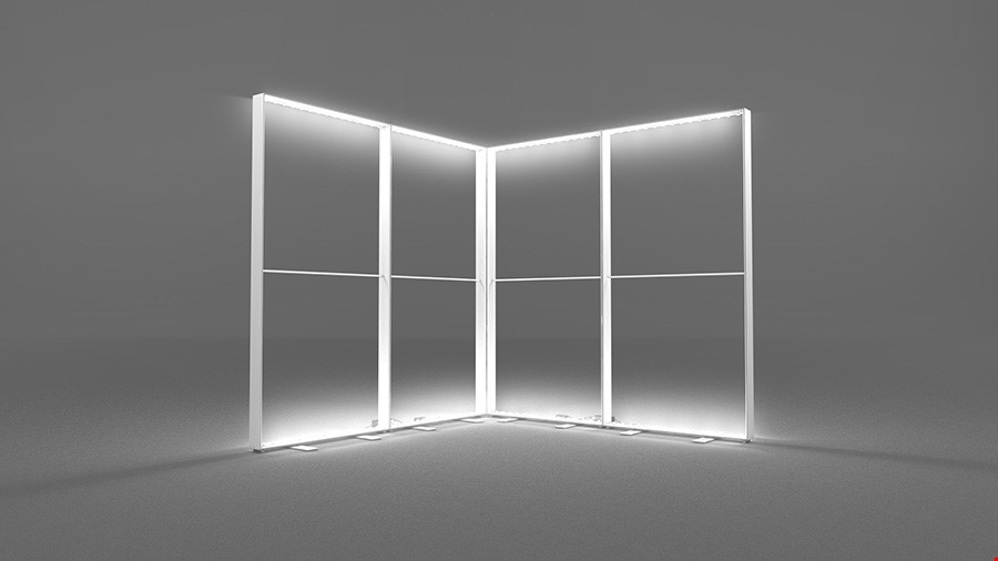 Edge Lighting Evenly Illuminates iLLUMiGO™ L-Shaped 2m x 2m Tension Fabric Lightbox