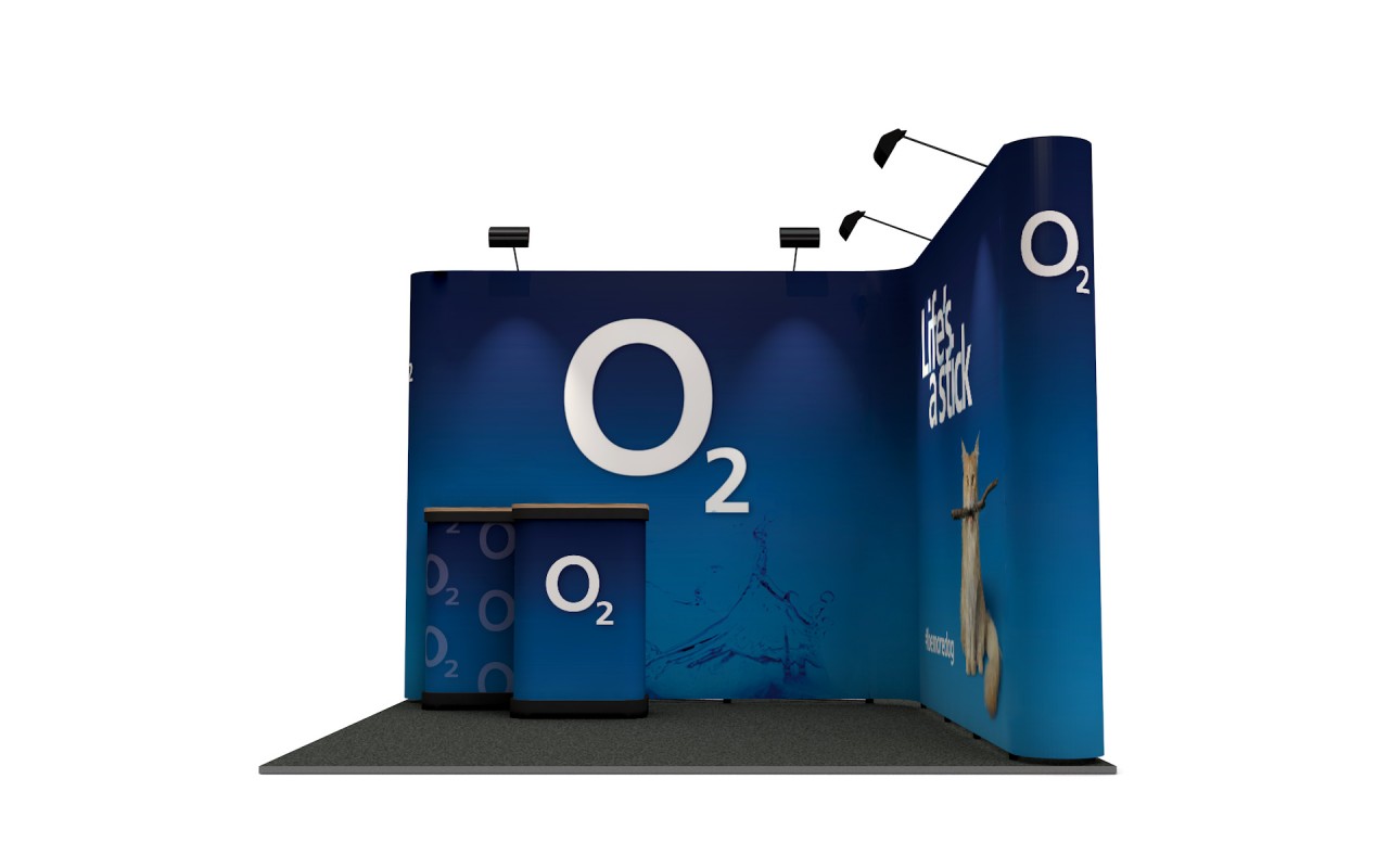 Exhibition Stand 3m x 3m Linked Pop Up Stand Right Hand Configuration