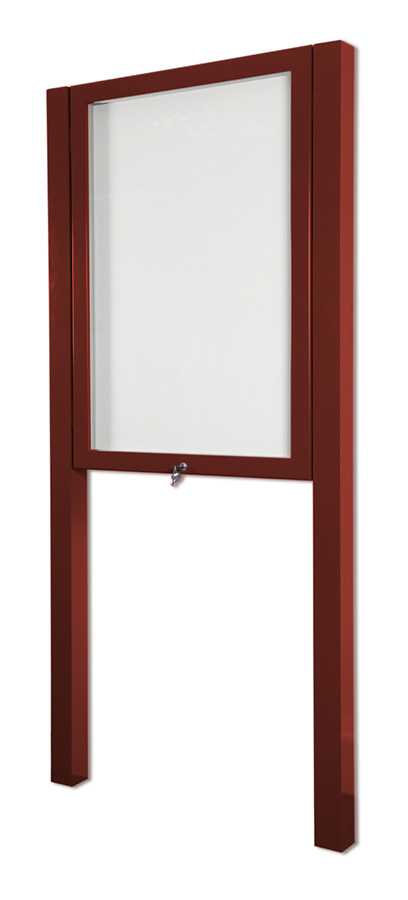 External Notice Boards post mounted. Lockable, outdoor poster frame in Brown Red.